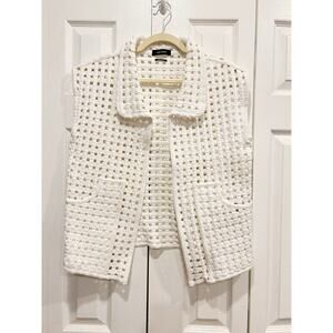 Isabel Marant Mainline Lattice Vest Jacket White Denim Size 38 (M)